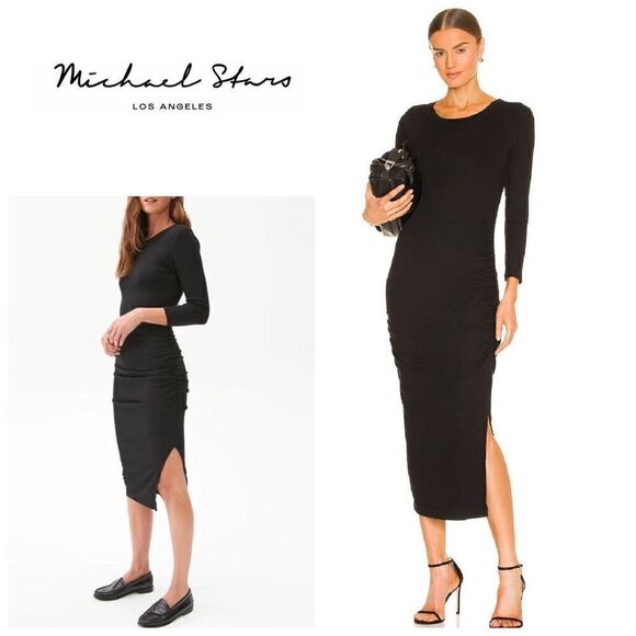New. Michael Stars black ruched dress. 2X. Retails $129 - Picture 1 of 12
